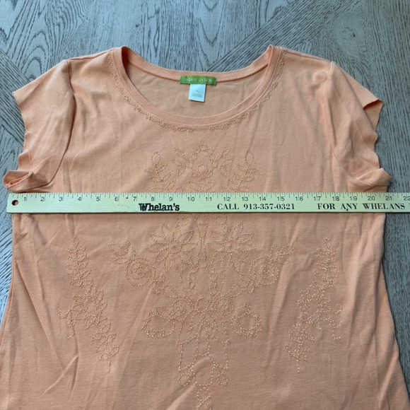 Sigrid Olsen Women's Size XL Peach Beaded  T-Shirt Top - Picture 6 of 10